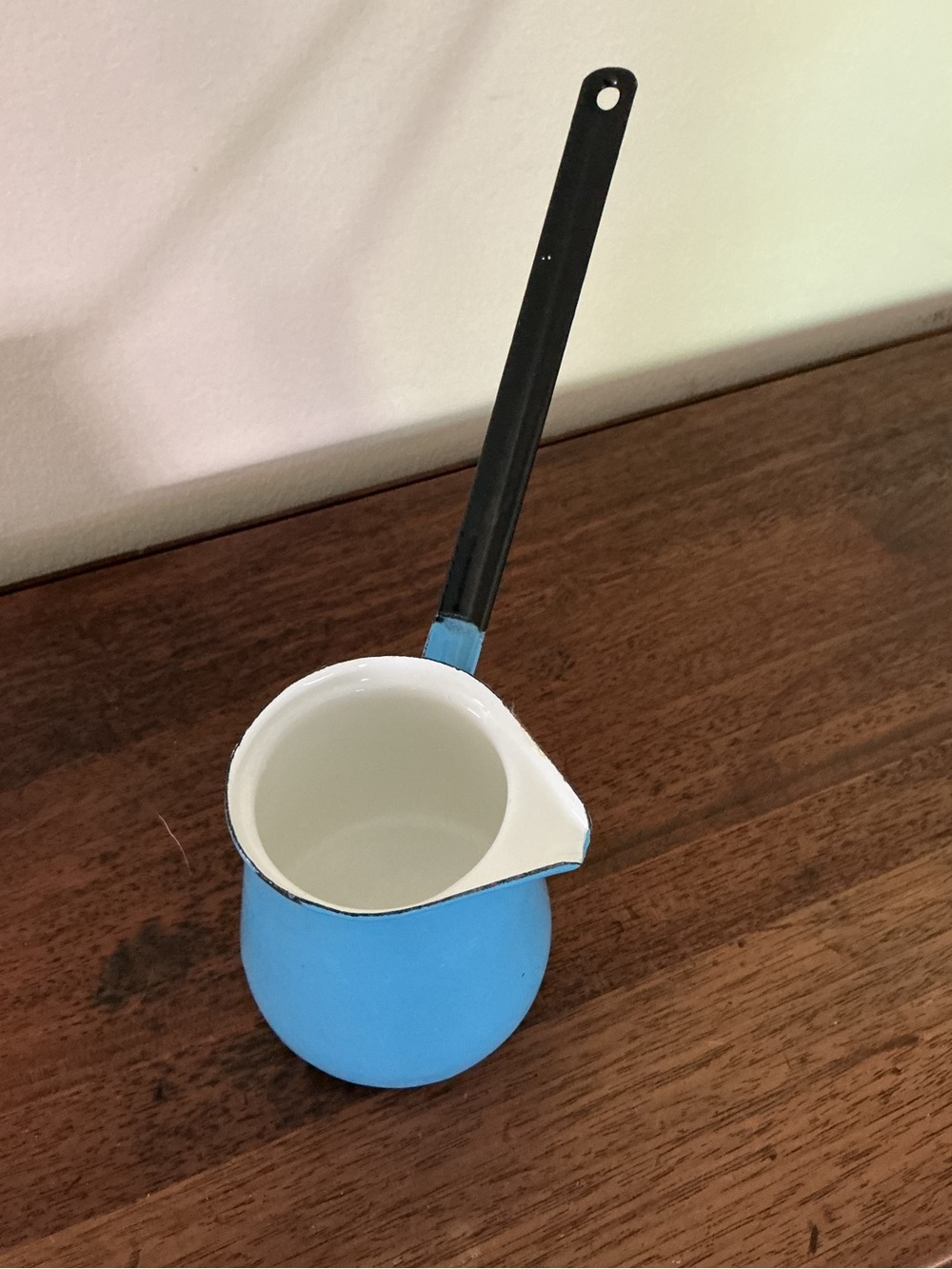 Vintage Yugoslavia Handled Butter Warmer Enamelware MCM 5 oz